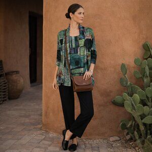 Vintage 90s Impulse California Artwear Set | Abstract Picasso-Style Cardigan